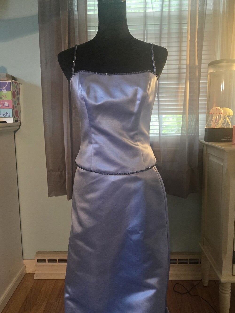 Bill Levkoff Lavender Satin Strapless Evening Gown